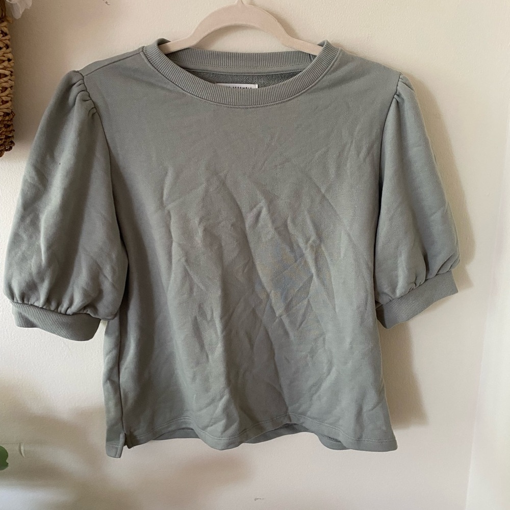 Sage Green Puff Sleeve Women's Sweater